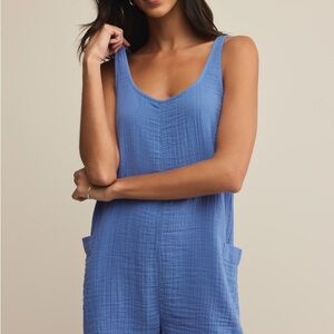 EUC Z Supply Light Blue Textured Jumpsuit